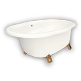 American Bath Factory B4-72-BB-LH-DM7-M2-45-PB Caspian Whirlpool Clawfoot Bathtub in Bisque, Armada