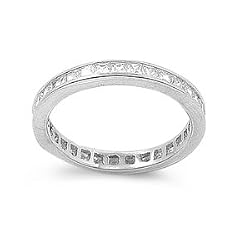 Sterling Silver w/ CZ Ring - 4mm Band Width - Size: 4-10