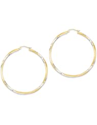 2.5mm, Twisted Hoop Earring in 14K Gold And Rhodium 55mm (2 1/8")