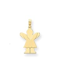 14k Satin Engravable Girl w/Ruffled Skirt Charm