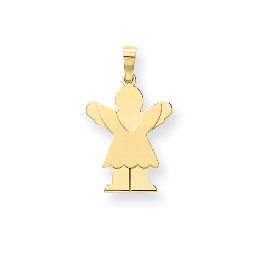 14k Satin Engraveable Girl with Ruffled Skirt Charm