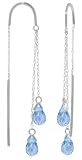 14k White Gold Blue Topaz Threaded Earrings