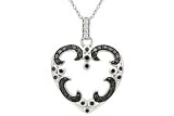 1/2 Carat Black & White Diamond 10K White Gold Heart Pendant w/ Chain