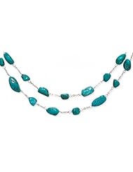 MMA Silver - 16 inch + 2 inch Extension Double Strand Turquoise Nugget Necklace