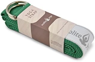 EcoliteYoga Cotton Yoga Strap 8 foot with Metal D-Ring available in multiple colors best yoga straps for stretching, flexibility and traction. (Green)