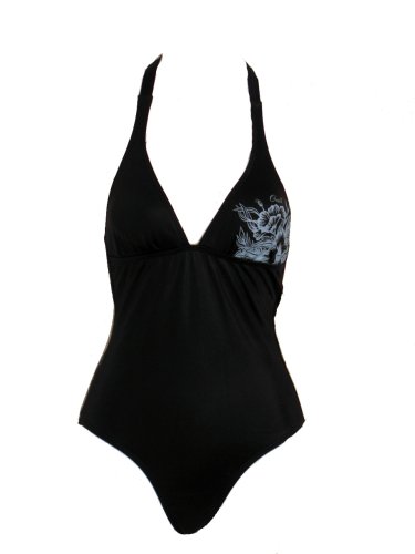 O'Neill Black One Piece Swimsuit with Blue Floral Design