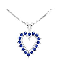 Round Heart Blue Sapphire Pendant Necklace - 0.8 ct TGW