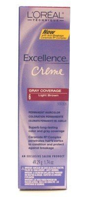 L'Oreal Excellence Creme Color # 6 Light Brown 1.74 oz. (3-Pack) with Free Nail File