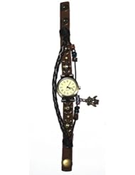R.M. Fashion Weave Leather Bracelet Lady Skull Watch