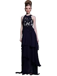 A-line Chiffon/Satin Sleeveless Beaded Tiered Lace Evening Dress/Homecoming Dress/Prom Dress/Party Dress  with a Brush/Sweep Train 