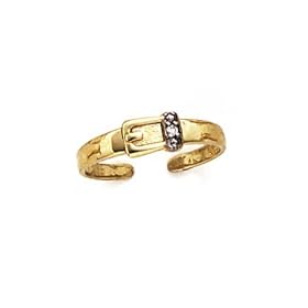 14k Diamond Belt Buckle Toe Ring by JewelryWeb