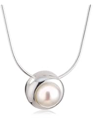 VINANI brand Germany 925 Sterling Silver Women Pendant Pearl in frame shiny Knob Design with Snake Chain Necklace APS-S