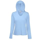 Fruit of the Loom Lady-Fit Hooded T in Sky Blue Size S-10