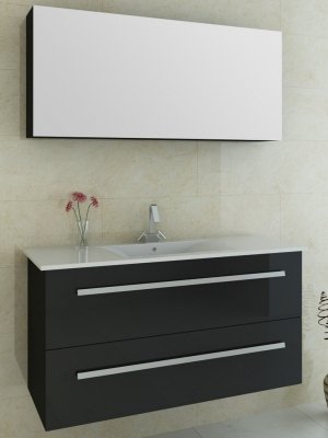 Badmöbelset Atlantis Hochglanz/schwarz Korpus Schwarz 120cm