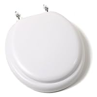 Comfort Seats C1B5R2-00CH Deluxe Soft Toilet Seat with Wood Cores and Chrome Hinges, Round, White
