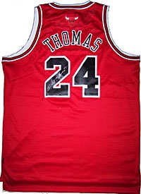 Tyrus Thomas Autographed / Signed Red Swingman Chicago Bulls Basketball Jersey