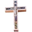 Mother of Pearls on Olive wood Cross with Crucifix from Bethlehem (4.75 inches or 12 cm)