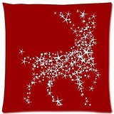 JudyArtOnlineStore Cotton Linen Decorative Throw Pillow Case Cushion Cover Christmas Deer In Red Joyous 18 X 18 inches