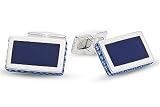 Sterling Silver Faux Lapis and Sapphire Swarovski Crystal Cufflinks