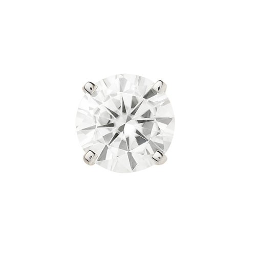 14K White Gold Moissanite Single Stud Earrings - 5mm