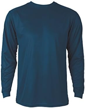 Clothes Warehouse Men's Microfiber Performance Polyester Workout Crewneck Gym Long Sleeve T-Shirt, Navy, X-Large