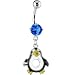 Jewelry : Blue Cubic Zirconia PENGUIN Dangle Belly Ring