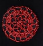 Red Floral Crocheted Hair Bun Cover- LARGE