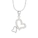 Olive N Figs Sterling Silver and CZ Hearts-In-Love Pendant Necklace with 18\