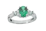 1.00 Ct 14k Oval Emerald and Diamond Ring