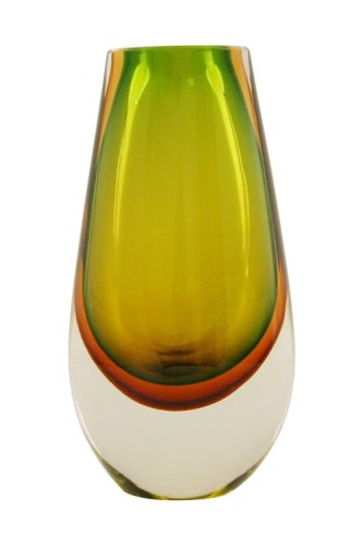 美しい色合いが魅力的な花瓶　GLASS VASE　【イエロー×グリーン】