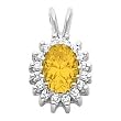 14K White Gold Citrine and Diamond Pendant