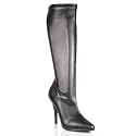 5 Inch Sexy Knee High Boot High Heeled Boot With Side Zip Stretch PU Black