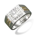 IMAGE OF Genuine Elegante (TM) Sterling Silver Ring. Sterling Silver and 14K Gold Plate CZ Ring. Finger Size 12. 100% Satisfaction Guaranteed