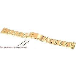 Gold Plated Watch Band Bracelet w/ Deployment Buckle