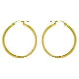 18k Yellow Gold Large Textured Hoop Earrings - JewelryWeb
