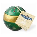 Ghirardelli Chocolate Green Christmas Ornament Ball Gift Tin with Squares Chocolates, 4.25 oz.
