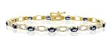 STUNNING 4.16 CT GENUINE SAPPHIRE & DIAMOND 14K TENNIS BRACELET