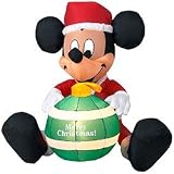 Over 3 Ft Tall - Gemmy Christmas Airblown Inflatable - Disney - Mickey Mouse Santa with Merry Christmas Ornament