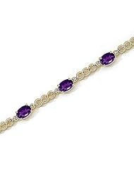 14kt Yellow Gold Oval Amethyst and Diamond Bracelet