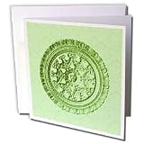 Jaclinart Bows Scrolls Shells Floral Damask - Soft green ornate vintage architectural element on pastel spring green damask background - Greeting Cards-12 Greeting Cards with envelopes