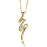 SAVE $290.67 - 14k Gold 17.5" Chain & 3/4" (20mm) tall Swirl Pendant, w/ 0.09 Carat Brilliant Cut Diamond $99.33