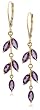 14k Yellow Gold Marquise-Cut Amethyst Dangle Lever Back Earrings