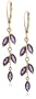14k Yellow Gold Marquise Cut Amethyst Dangle Lever Back Earrings