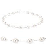 Genuine Swarovski Crystal Pearl Wire Necklace - White (8mm)