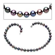 14k 10-11mm Black Cultured Pearl Necklace by Orkyd Pearls