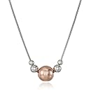 Italian Sterling Silver and Rose Gold Bead Necklace, 18"