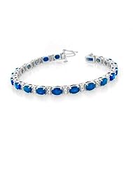 14k Gold 11.85ct tw 6x4 Oval Sapphire and Diamond Bracelet