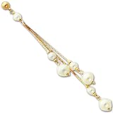 Gold-plated White Glass Pearl Drop Earrings