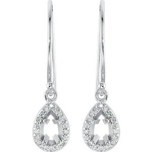 Genuine IceCarats Designer Jewelry Gift 14K White Gold 1/10Ctw Dia And Aqua Earrings. Pair 6X4 Mm Genuine Aquamarine And 1/10Ctw Diamond Halo Earrings 1/10Ctw Dia And Aqua Earrings In 14K White Gold