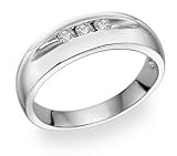 14K White Gold Men's 3 Stone Diamond Ring (0.21 Carats)